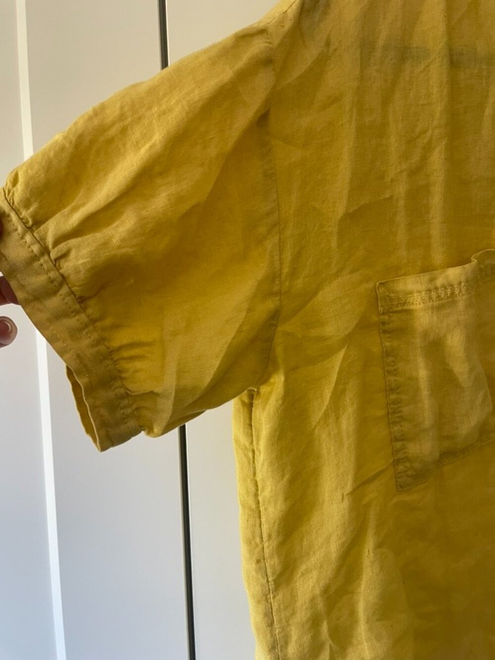 Anthropologie Pilcro Linen Button Down Shirt Yellow Size M - Picture 3 of 4
